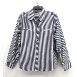 Southern Lady Shirt Womens Size PL Gray White Metallic Thread Casual Button Up